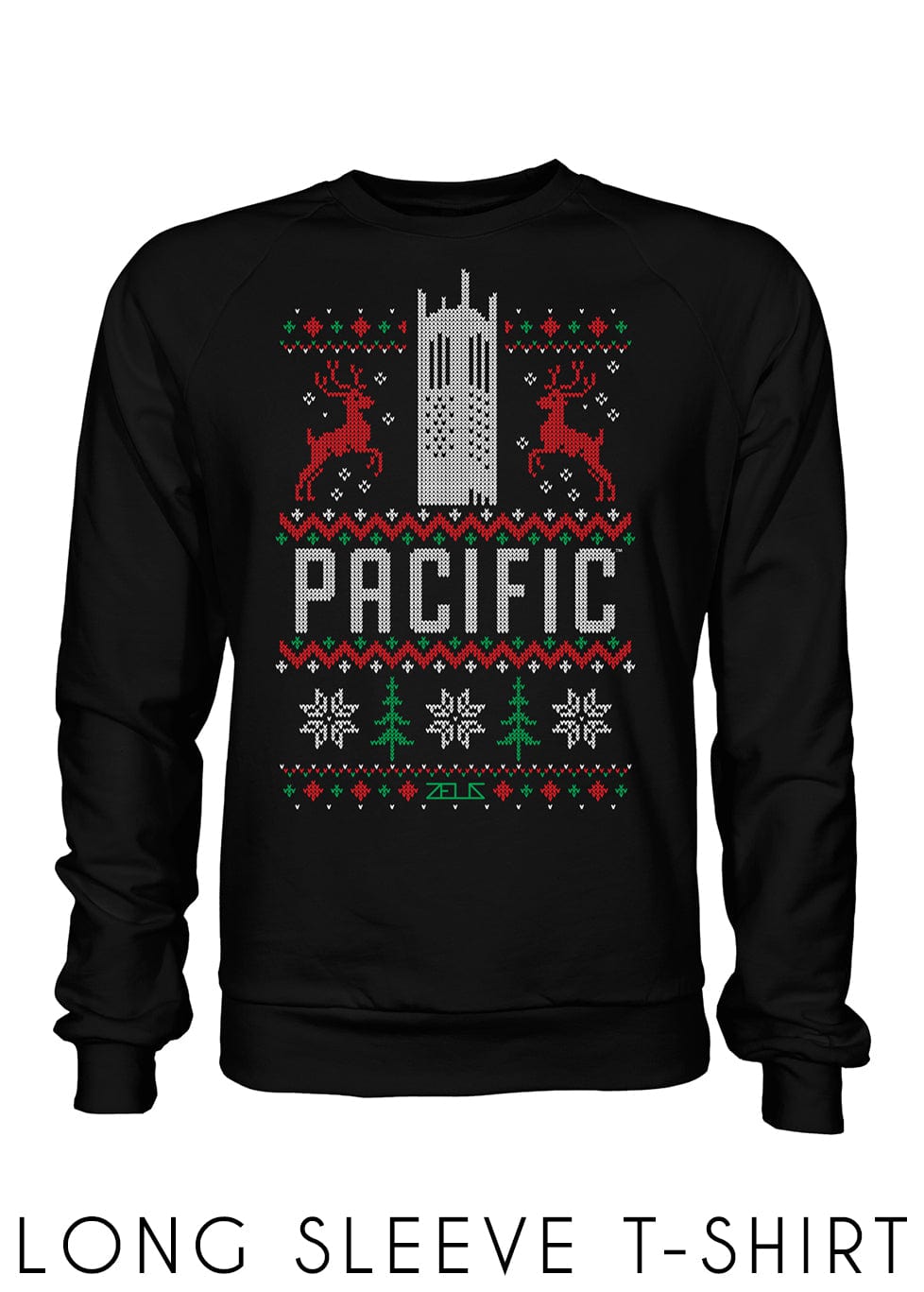 University of the Pacific Tigers Burns Tower Long Sleeve Tee — Front View — by Zeus Collegiate