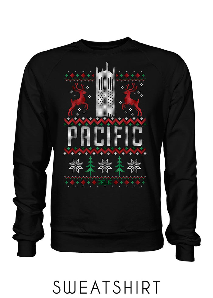 University of the Pacific Tigers Burns Tower Ugly Sweater — Front View — by Zeus Collegiate