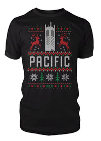 University of the Pacific Tigers Burns Tower Ugly Sweater Tee — Front View — by Zeus Collegiate