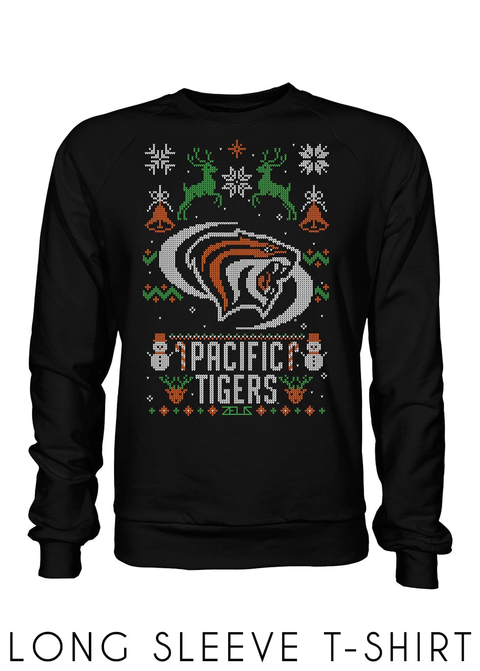 University of the Pacific Tigers Powercat Long Sleeve Tee — Front View — by Zeus Collegiate