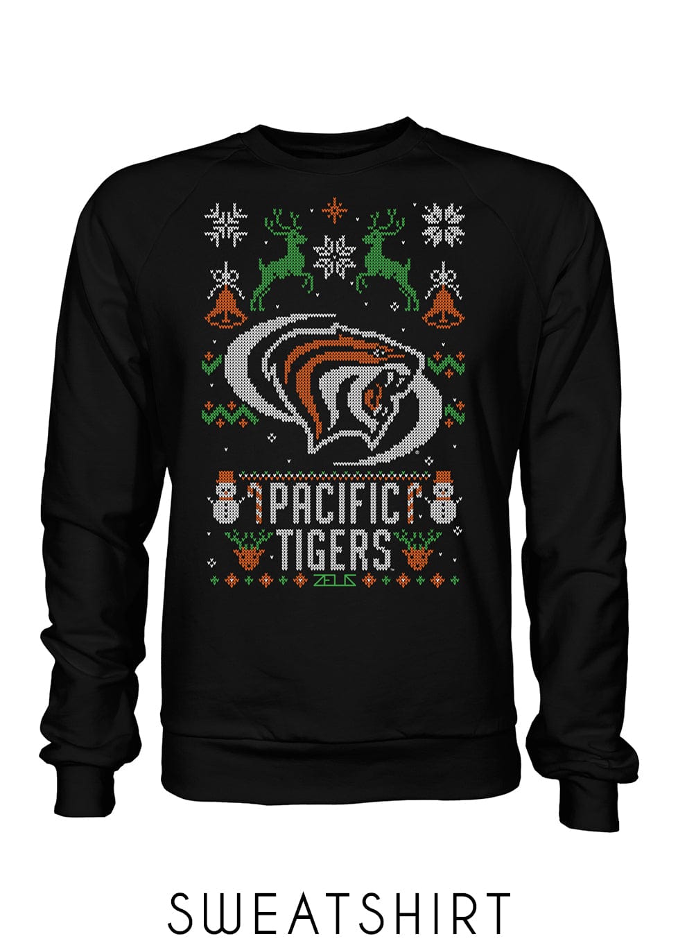 University of the Pacific Tigers Powercat Ugly Sweater — Front View — by Zeus Collegiate