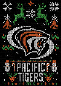 University of the Pacific Tigers Powercat Ugly Sweater — Full Design — by Zeus Collegiate
