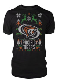University of the Pacific Tigers Powercat Ugly Sweater Tee — Front View — by Zeus Collegiate