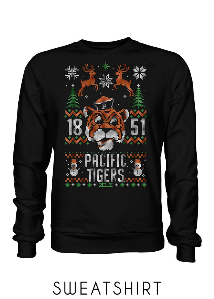 University of the Pacific Tigers Tommy Tiger Ugly Sweater — Front View — by Zeus Collegiate