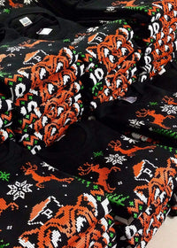 University of the Pacific Tigers Tommy Tiger Ugly Sweater Tee — Folded Stack — by Zeus Collegiate