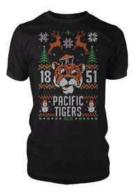University of the Pacific Tigers Tommy Tiger Ugly Sweater Tee — Front View — by Zeus Collegiate
