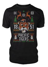 University of the Pacific Tigers Tommy Tiger Ugly Sweater Tee — Front View — by Zeus Collegiate